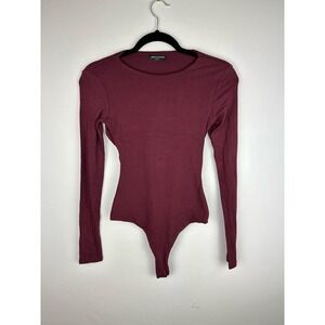 NWOT Naked Wardrobe Long Sleeve Open Back Maroon Bodysuit S